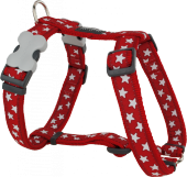 REDDİNGO KIRMIZI ÜZERİNE BEYAZ YILDIZLI KÖPEK GÖĞÜS TASMASI L /25MM - 1