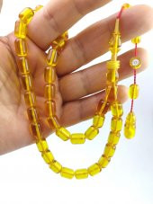 Tesbihsevgisi İmzalı Halkalı İmame Sarı Renk  Ateş Kehribar Tesbih thumbnail 1