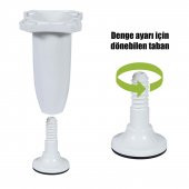 Mobilya Kanepe Baza Sehpa Ayağı Ayarlanabilir 10 cm Plastik Beyaz Ayak (4 ADET) thumbnail 3