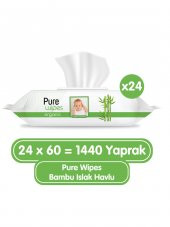 Pure Baby Organik Bambu Özlü Islak Havlu 24x60 (1440 Yaprak) - 1