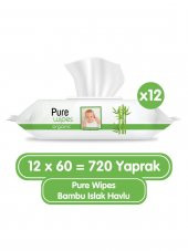 Pure Baby Organik Bambu Özlü Islak Havlu 12x60 (720 Yaprak) - 1