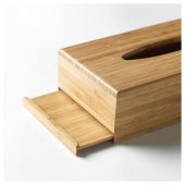 Bambu Kağıt Mendil Kutusu 26x14 cm MeridyenKutusu Banyo Aksesuarları Düzenleyici Kare Mendil Kutusu - 2