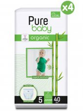 Pure Baby Organik Bambu Özlü Külot Bez Pure Baby 4Lü Paket 5 Numara Junior 160 Adet - 3