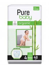 Pure Baby Organik Bambu Özlü Külot Bez Tekli Paket 4 Numara Maxi 48 Adet - 1