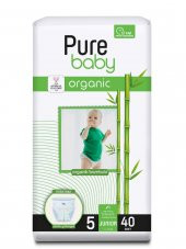 Pure Baby Organik Bambu Özlü Külot Bez Tekli Paket 5 Numara Junior 40 Adet - 1