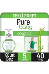 Pure Baby Organik Bambu Özlü Külot Bez Tekli Paket 5 Numara Junior 40 Adet - 4
