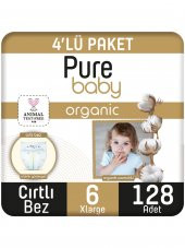 Pure Baby Organik Pamuklu Cırtlı Bez Pure Baby 4lü  Paket 6 Numara Xlarge 128 Adet - 1