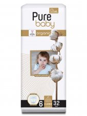 Pure Baby Organik Pamuklu Cırtlı Bez Tekli Paket 6 Numara Xlarge 32 Adet - 2
