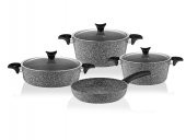 Taç Master Cook 4Lü 7 Parça Granit Tencere Seti Gri - 3