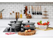 Taç Master Cook 4Lü 7 Parça Granit Tencere Seti Gri - 4