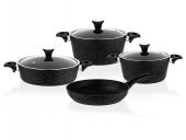 Taç Master Cook 4Lü 7 Parça Granit Tencere Seti Siyah - 3