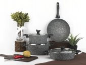 Taç Master Cook 4Lü 7 Parça Granit Tencere Seti Gri - 5