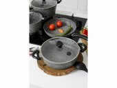 Taç Master Cook 4Lü 7 Parça Granit Tencere Seti Gri - 6