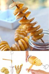 Spiral Patates Dilimleyici Çubukta Patates Cips Yapma Aparatı Patates Şiş - 3