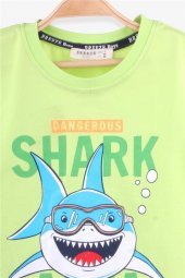 Erkek Çocuk Şortlu Takım Köpek Balığı Baskılı Fıstık Yeşili Soft (1.5-5 Yaş) - 3