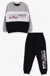 Erkek Çocuk Breeze Eşofman Takımı Yazı Baskılı Açık Gri Melanj Soft (1.5-5 Yaş) - 1