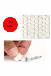 (100 ADET) Yapışkanlı Vida Tapası Beyaz Vida Kapatıcı Kapağı - 1