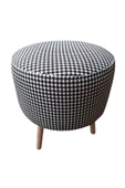 DTM HOME Kaz Ayağı Desenli Yuvarlak Puf - 1
