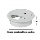 Masa Üstü Kablo Kanalı Deliği Kapağı Beyaz Masa Kapağı 6 cm (5 ADET) - 3
