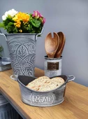 THE MİA GALVANİZ EKMEK SERVİSİ 28x17 CM STONE - 2