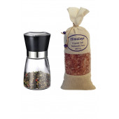 1 Kg. İri Himalaya Tuzu Bez Torbada Koyu Pembe Renk + Seramik Bıçaklı Değirmen Tuz/Baharat Değirmeni - 1