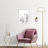 Kitap Şeyleri Beyaz Ikea Çerçeveli Çiçekler ve Kadın Çizim Tablo - 1