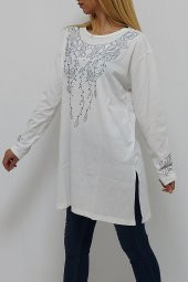 Desenli Anne Tuniği Beyaz - 1