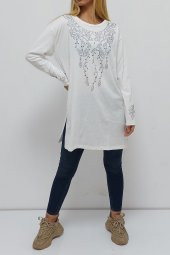 Desenli Anne Tuniği Beyaz - 6