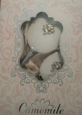 Camomile 4lü Broş Ayna Fırça Pudralık Seti Mat Beyaz 301 - 3