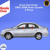 Honda Civic Krom Cam Çıtası 4 Parça 2001-2006 Paslanmaz Çelik thumbnail 4