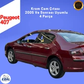 Peugeot 407 Krom Cam Çıtası 4 Parça 2005 ve Sonrası Paslanmaz Çelik thumbnail 3
