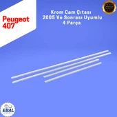 Peugeot 407 Krom Cam Çıtası 4 Parça 2005 ve Sonrası Paslanmaz Çelik thumbnail 5