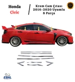 Honda Civic Krom Cam Çıtası 8 Parça P.çelik 2016-2020 Paslanmaz Çelik thumbnail 1