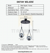 TT Aydınlatma TT024-2Y-SY  Mat Siyah 2 li Yuvarlak Avize - 4