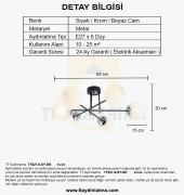 TT Aydınlatma TT027-6 SY-KR  Mat Siyah - Krom 6 lı Lüks Avize - 5