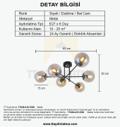 TT Aydınlatma TT028-6 SY-ESK  Mat Siyah - Eskitme 6 lı Lüks Avize - 6