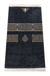 Kabe Örtüsü Desenli Şönil Seccade - Siyah Renk - 1