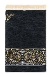 Kabe Örtüsü Desenli Şönil Seccade - Siyah Renk - 3