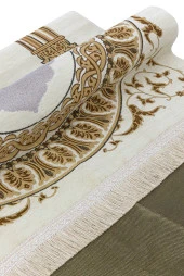 Taç Mahal Desenli Şönil Seccade - Krem Renk thumbnail 3