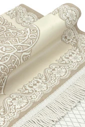 Astarlı Saten Jakarlı Seccade - Açık Krem thumbnail 3