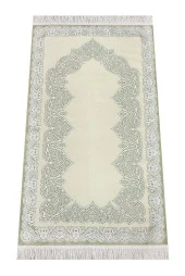 Astarlı Saten Jakarlı Seccade - Açık Yeşil thumbnail 1