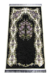 Kadife Keseli Lüks Seccade Seti - Siyah Renk thumbnail 4