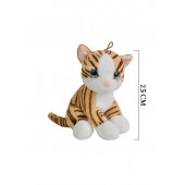 Peluş Sesli Kedi Oyuncak 25 Cm Kahverengi Kaplan desen - 1