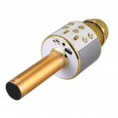 Karaoke Mikrofon Bluetooth Hoparlör Usb Sd Kart ve Aux Girişli - Gold - 4