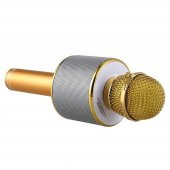 Karaoke Mikrofon Bluetooth Hoparlör Usb Sd Kart ve Aux Girişli - Gold - 6