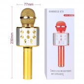 Karaoke Mikrofon Bluetooth Hoparlör Usb Sd Kart ve Aux Girişli - Gold - 8
