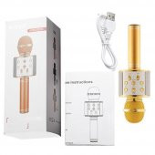 Karaoke Mikrofon Bluetooth Hoparlör Usb Sd Kart ve Aux Girişli - Gold - 9