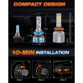 Fahren Termitör H11 / H9 / H8 120W 22000 Lümen 6500K LED Ampül - 3