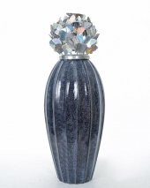 Vitale Safir Cam Dekoratif Kelebek Kapaklı Vazo 22X22X55 cm AK.JB0002 - 1