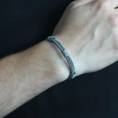 Nipora El İşçiliği Çift Sıra Foxtail Tasarım 1000 Ayar Gümüş Kazaz Erkek Bileklik - 3